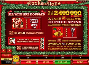 Deck The Halls PAYOUT TABLE