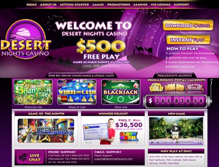 Desert Nights Casino Homepage